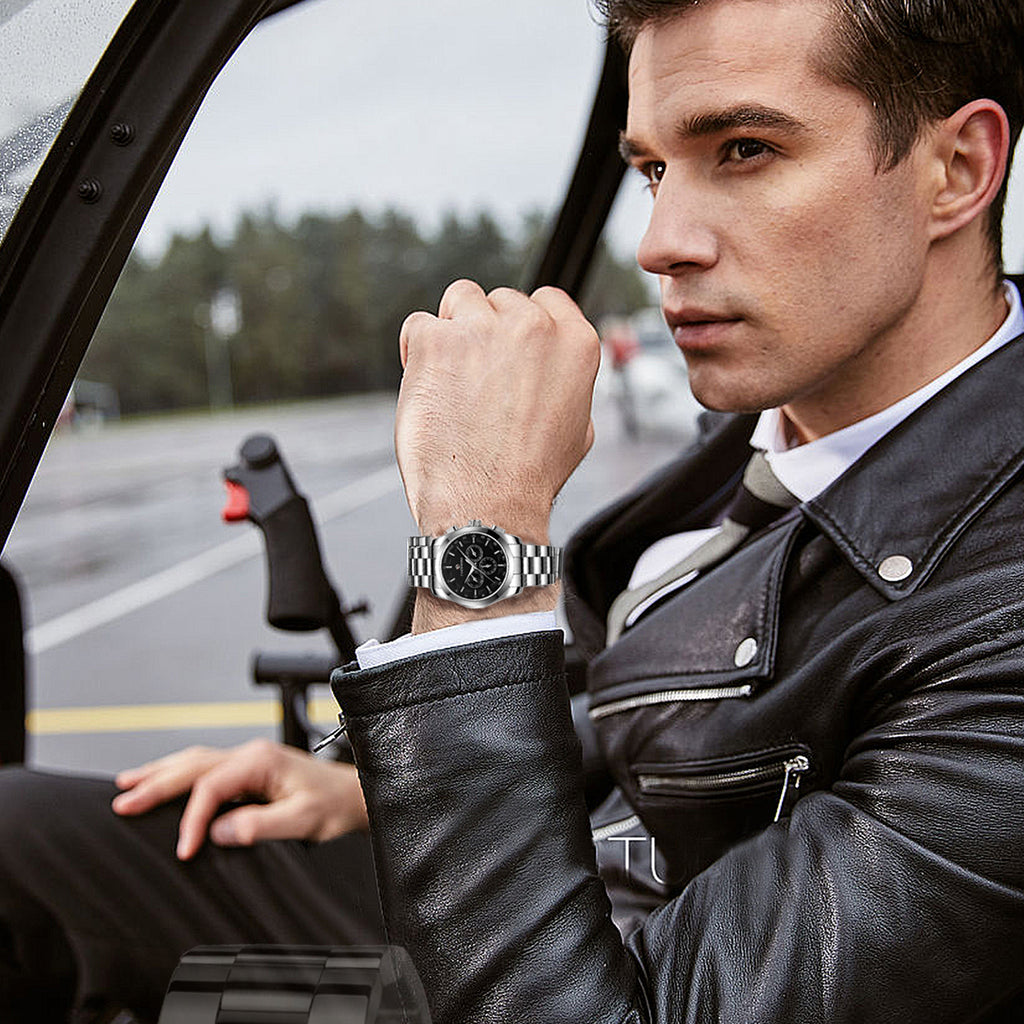 Forsining Fashion Sports Mens Automatic Mechanical Watches Date Display Steel Strap A625