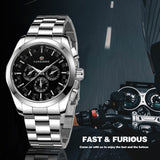 Forsining Fashion Sports Mens Automatic Mechanical Watches Date Display Steel Strap A625