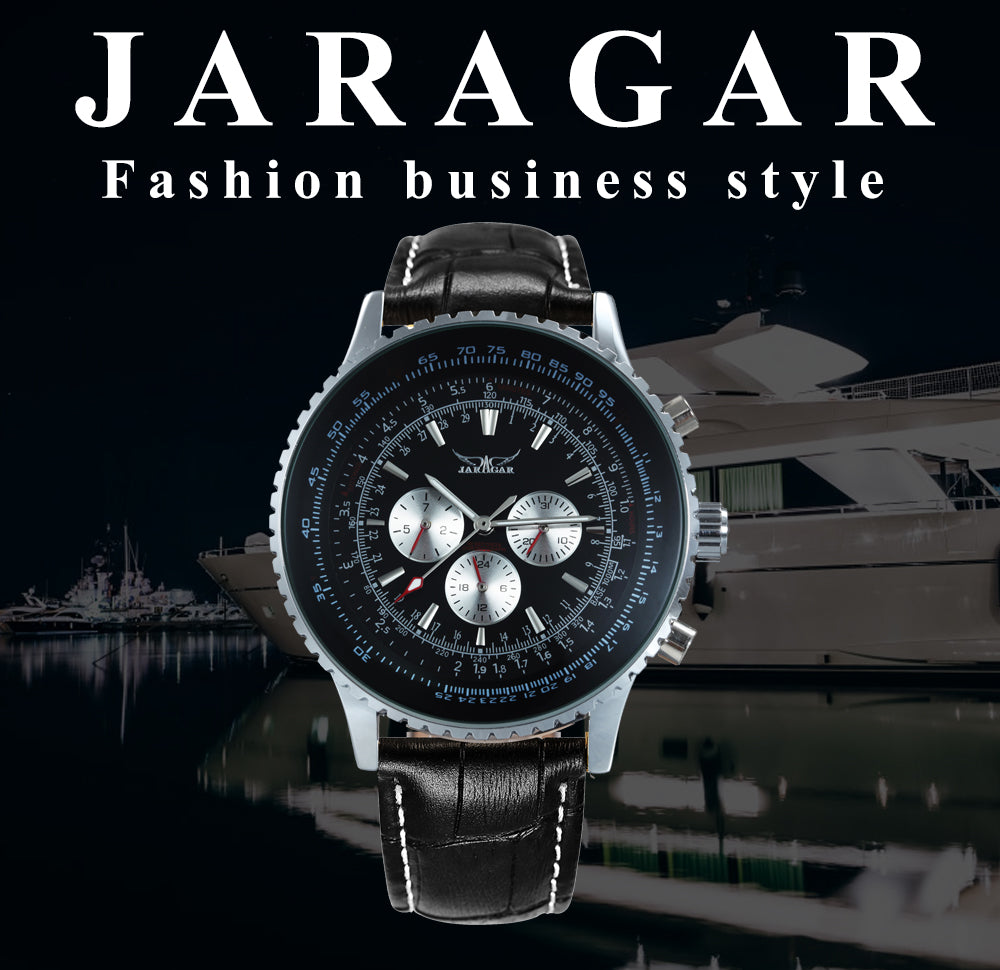 JARAGAR Pilot Automatic Mechanical Watch for Men Luminous Hands Leather Belt A034 Multifunction Sports Watches