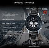 JARAGAR Pilot Automatic Mechanical Watch for Men Luminous Hands Leather Belt A034 Multifunction Sports Watches