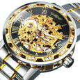 WINNER Mens Mechanical Watches Crystal Iced Out Dial Steel Strap Fashion Business Watch for Men 454