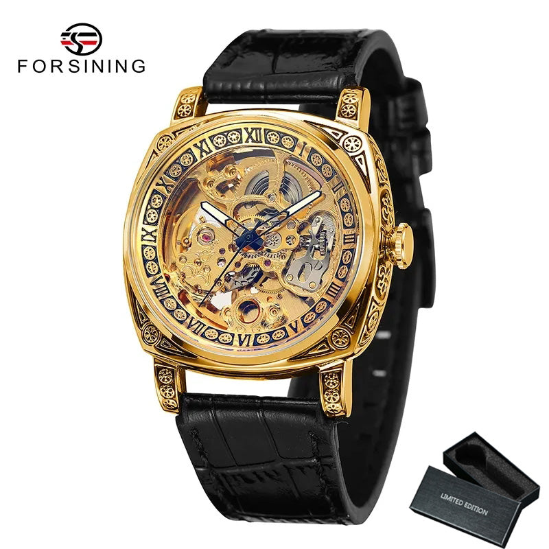 Forsining gold skeleton watch sale