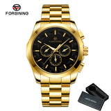 Forsining Fashion Sports Mens Automatic Mechanical Watches Date Display Steel Strap A625
