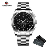 Forsining Fashion Sports Mens Automatic Mechanical Watches Date Display Steel Strap A625