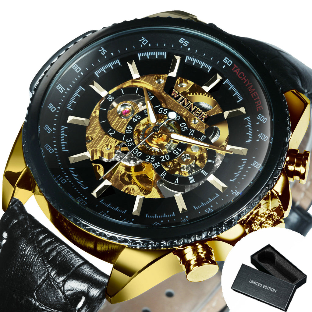 New WINNER Watch Hollow Men's Watch Automatic Luminous Stainless Steel Strap Watch