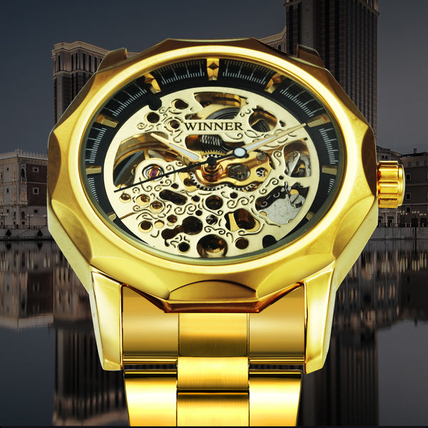 WINNER Watch Men's Luminous Automatic Mechanical Watch Fashion Stainless  Steel Watch