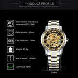 WINNER Mens Mechanical Watches Crystal Iced Out Dial Steel Strap Fashion Business Watch for Men