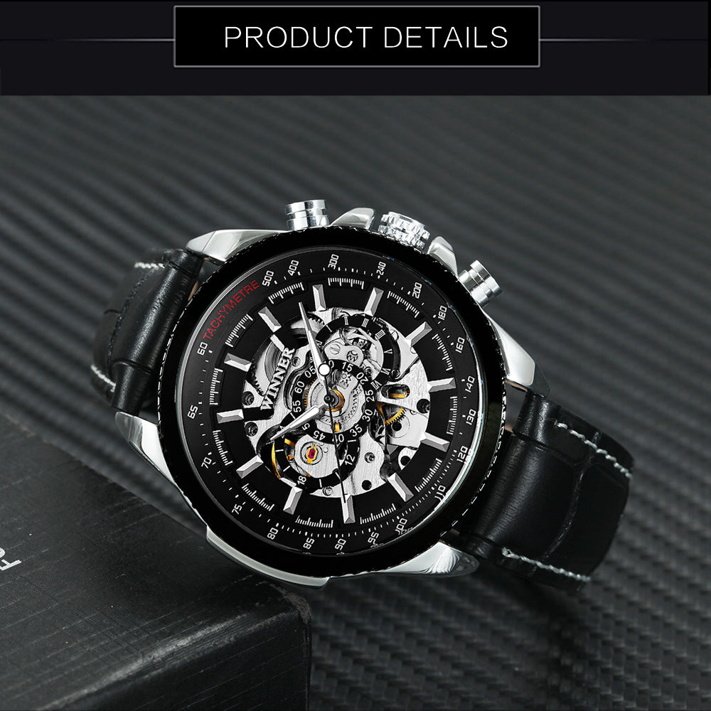 New WINNER Watch Hollow Men's Watch Automatic Luminous Stainless Steel Strap Watch