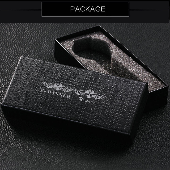 WINNER Mens Mechanical Watches Crystal Iced Out Dial Steel Strap Fashion Business Watch for Men