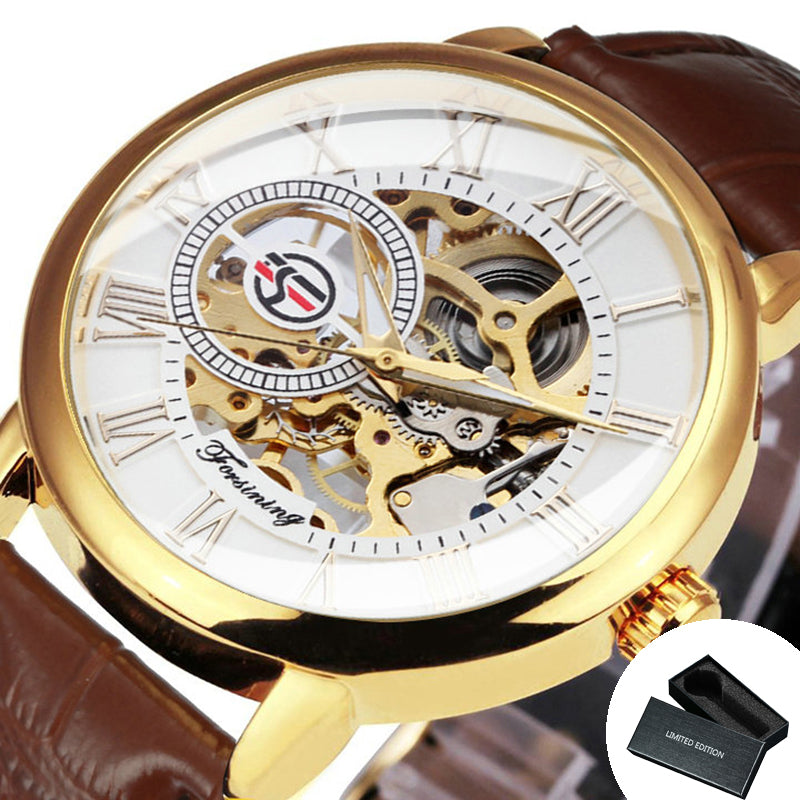 Classic Skeleton Mechanical Watch for Men Luminous Hands Forsining