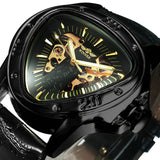 Winner Official Triangle Golden Skeleton Watch for Men Mechanical Automatic Sport Mens Watches 2021 Top Brand Luxury Clock Army
