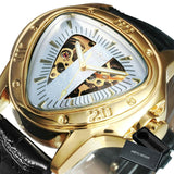 Winner Official Triangle Golden Skeleton Watch for Men Mechanical Automatic Sport Mens Watches 2021 Top Brand Luxury Clock Army