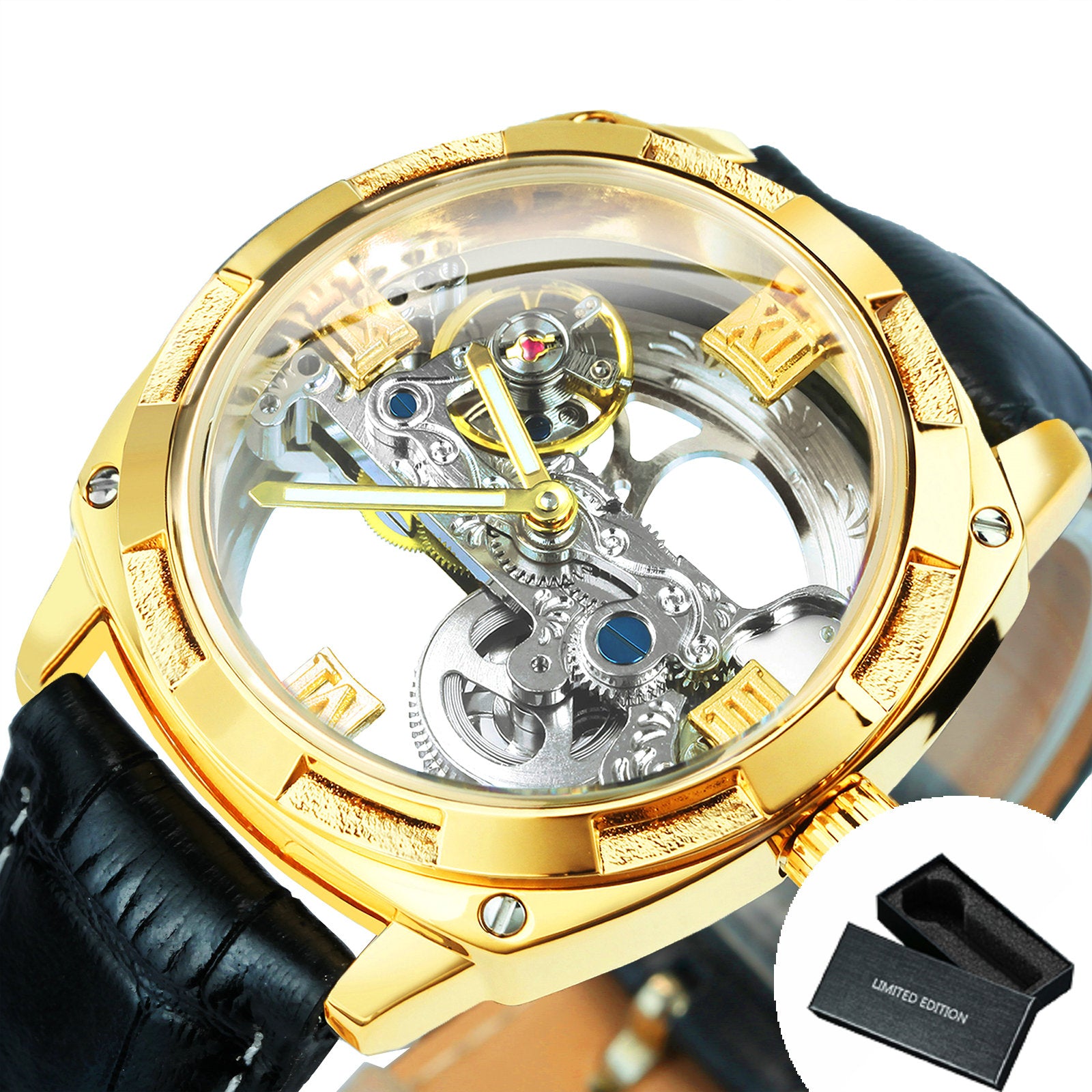 Automatic transparent watch hotsell