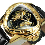 Winner Official Triangle Golden Skeleton Watch for Men Mechanical Automatic Sport Mens Watches 2021 Top Brand Luxury Clock Army