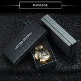WINNER Gold Triangle Skeleton Automatic Mechanical Watch for Men Stainless Steel Strap Luminous Hands Luxury Watches
