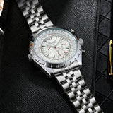 Military Multifunction Automatic Mechanical Watch Luminous Hands Rotating Bezel Stainless Steel Strap