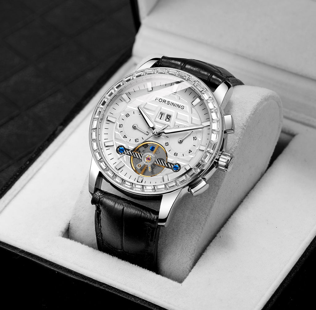 Forsining Luxury Tourbillon Skeleton Automatic Mechanical Mens Watch TM 410G
