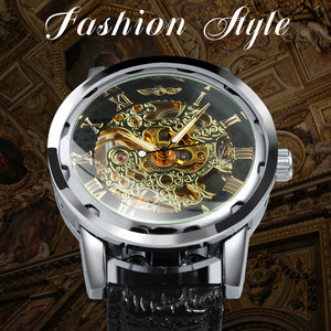 WINNER Steampunk Hand-wind Mechanical Watch Classic Retro Men's Belt Watch Fashion Skeleton Watch