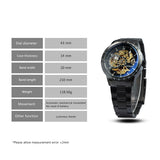 WINNER Steampunk Gold Skeleton Automatic Mechanical Watch for Men H216M Stainless Steel Strap