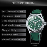 Forsining Fashion Sports Automatic Mechanical Mens Watch Calendar Hollow Out Green Dial Rubber Strap TM 477G