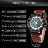 WINNER Luxury Iced Out Gold Mechanical Watches Brown Leather Strap Hand Wind Mens Watch 539