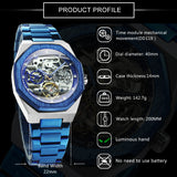 Fashion Tourbillion Skeleton Automatic Mechanical Watch for Men Luminous Hands Luxury Stainless Steel Strap Forsining Mens Watches