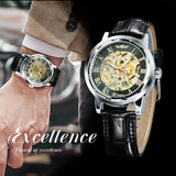 WINNER Steampunk Hand-wind Mechanical Watch Classic Retro Men's Belt Watch Fashion Skeleton Watch