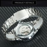 WINNER Fashion Business Automatic Mechanical Watch for Men Calendar Window Stainless Steel Strap WW010H