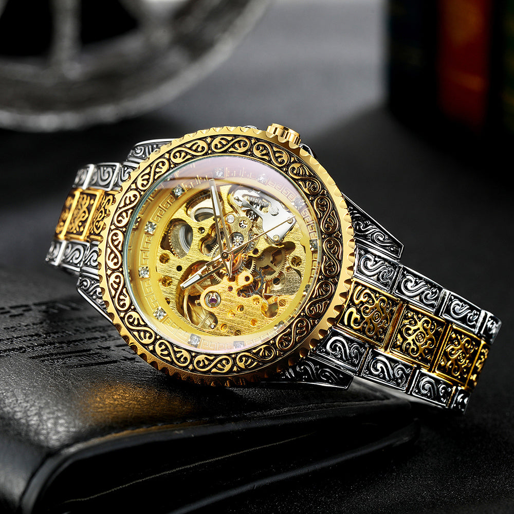 Black Steel Watches Men Top Brand Luxury Creative Diamond