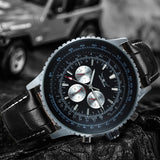 JARAGAR Pilot Automatic Mechanical Watch for Men Luminous Hands Leather Belt A034 Multifunction Sports Watches