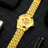 Forsining Luxury Twelve Zodiac Gold Skeleton Automatic Mechanical Mens Watches T8815B
