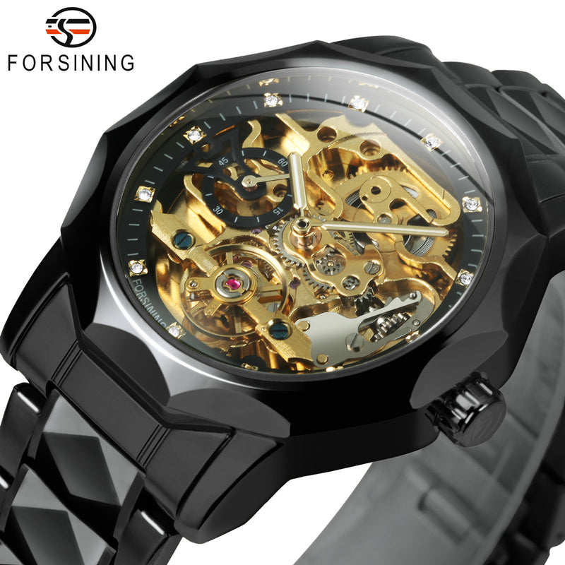 Forsining Luxury Tourbillon Iced Out Skeleton Automatic Mechanical Watch for Men H199M