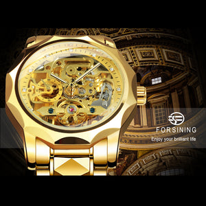Forsining Luxury Tourbillon Iced Out Skeleton Automatic Mechanical Watch for Men H199M