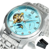 Forsining Tourbillon Moon Phase Skeleton Automatic Mechanical Watch for Men Fashion Diamond NO.6018S