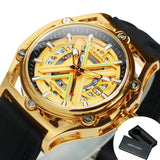 Forsining Sports Automatic Mechanical Watch for Men Calendar Hollow Out Dial TM477G