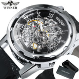 WINNER Steampunk Hand-wind Mechanical Watch Classic Retro Men's Belt Watch Fashion Skeleton Watch