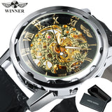 WINNER Steampunk Hand-wind Mechanical Watch Classic Retro Men's Belt Watch Fashion Skeleton Watch