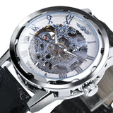 WINNER Steampunk Hand-wind Mechanical Watch Classic Retro Men's Belt Watch Fashion Skeleton Watch
