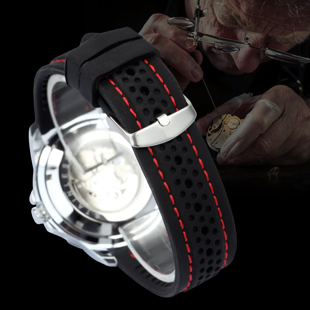 WINNER Fashion Sports Automatic Mechanical Watches Luminous Hands Rubber Strap