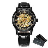 WINNER Steampunk Hand-wind Mechanical Watch Classic Retro Men's Belt Watch Fashion Skeleton Watch