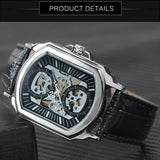 Sports Watch Men Skeleton Auto Mechanical Leather Strap WINNER Wristwatches