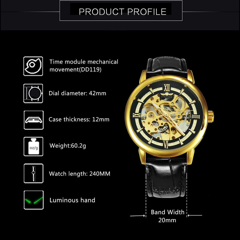 WINNER Watch Men's Mechanical Watch Automatic Hollow Out Table Fashion Trend Men's Watch