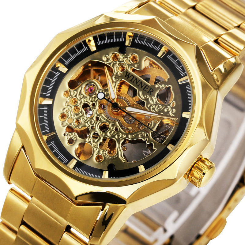 WINNER Watch Men's Luminous Automatic Mechanical Watch Fashion Stainless Steel Watch