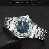 WINNER Men's Watch Hollow Hand-wind Mechanical Men's Watch High Quality Steel Band Watch
