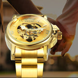 WINNER Women's Watch Love Hollow Automatic Mechanical Watch Elegant Stainless Steel Strap Watch