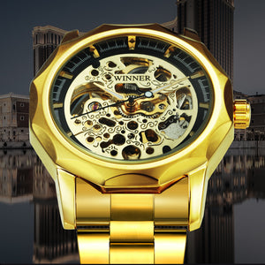 WINNER Watch Men's Luminous Automatic Mechanical Watch Fashion Stainless Steel Watch