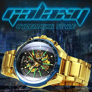 WINNER Steampunk Mechanical Skeleton Watch Stainless Steel Strap 517