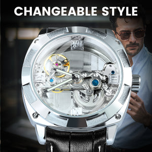 WINNER Luxury Transparent Skeleton Automatic Mechanical Watch Luminous Hands
