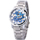 WINNER Men's Watch Hollow Hand-wind Mechanical Men's Watch High Quality Steel Band Watch