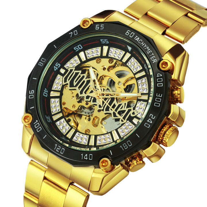 WINNER HIPHOP Automatic Watch Men Skeleton Mechanical Watches Luxury Punk Wristwatch